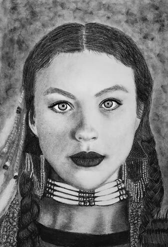 Empower Her, 2022. Charcoal on paper, 8"x10"
