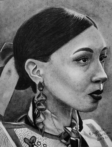 Influence Her, 2022. Charcoal on paper, 8"x10"