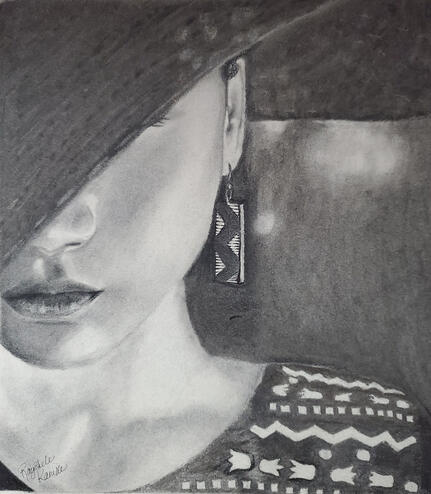 Protect Her, 2021. Charcoal on paper, 8"x10"