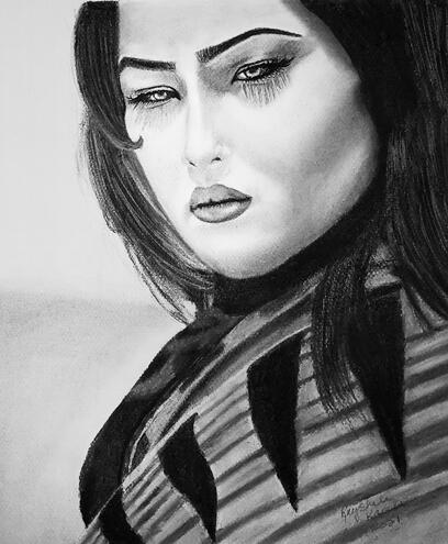 Remember Her, 2021. Charcoal on paper, 9"x12"