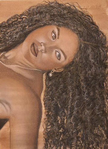 Sway, 2025. Pastel and Charcoal on Ink wash, 9x12