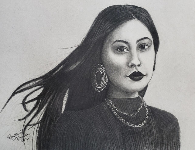 Cherish Her, 2021. Charcoal on paper, 10"x13"