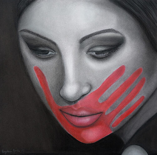 Red Sorrow, 2025. Charcoal and Pastel on paper, 19"x19"