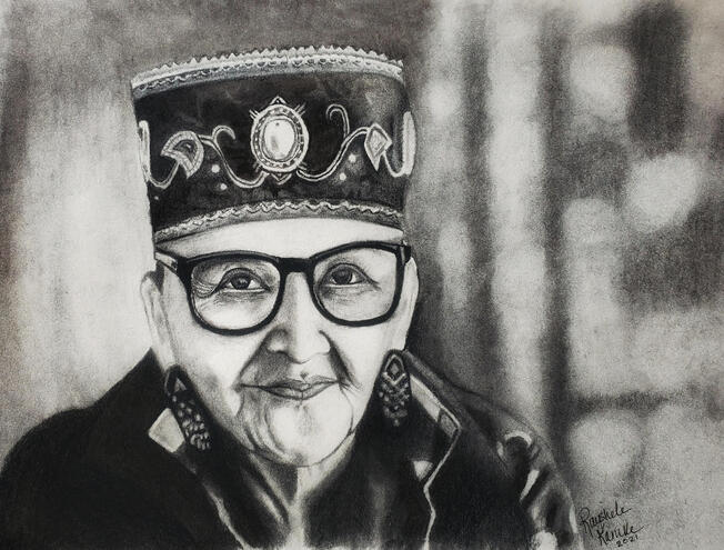 Honor Her, 2021. Charcoal on paper, 10"x13"